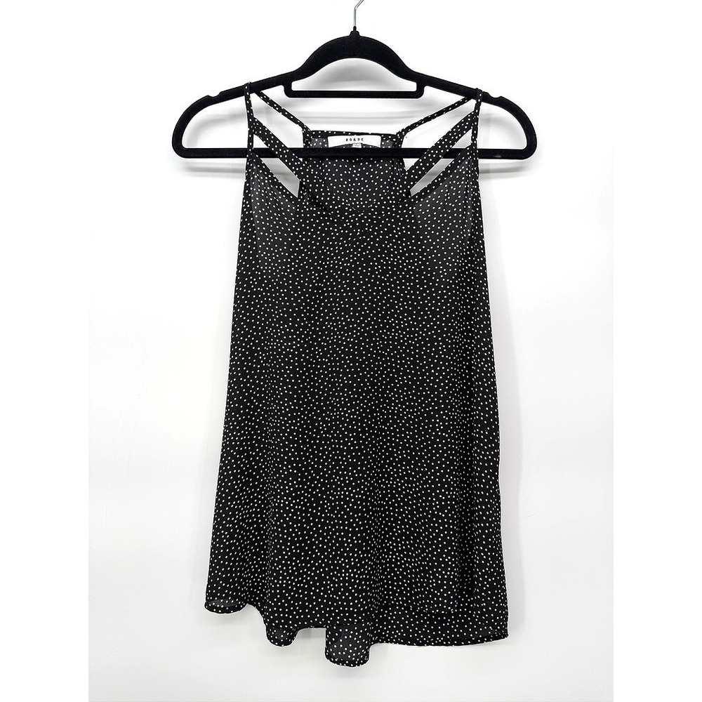 RO&DE Polka Dot Tank Top Strappy Cami Summer Blouse Coastal Chic Size Small